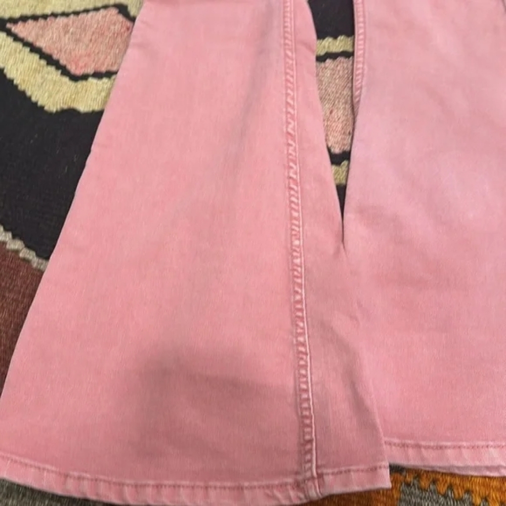 Free People Penny Pull On Flare Denim Jeans Pink Rose Size 27 NWOT - Picture 5 of 16
